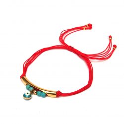 Bracelet doré cordon rouge œil turc femme