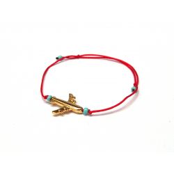 Bracelet cordon rouge avion femme