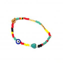 Bracelet multirang perles multicolore femme