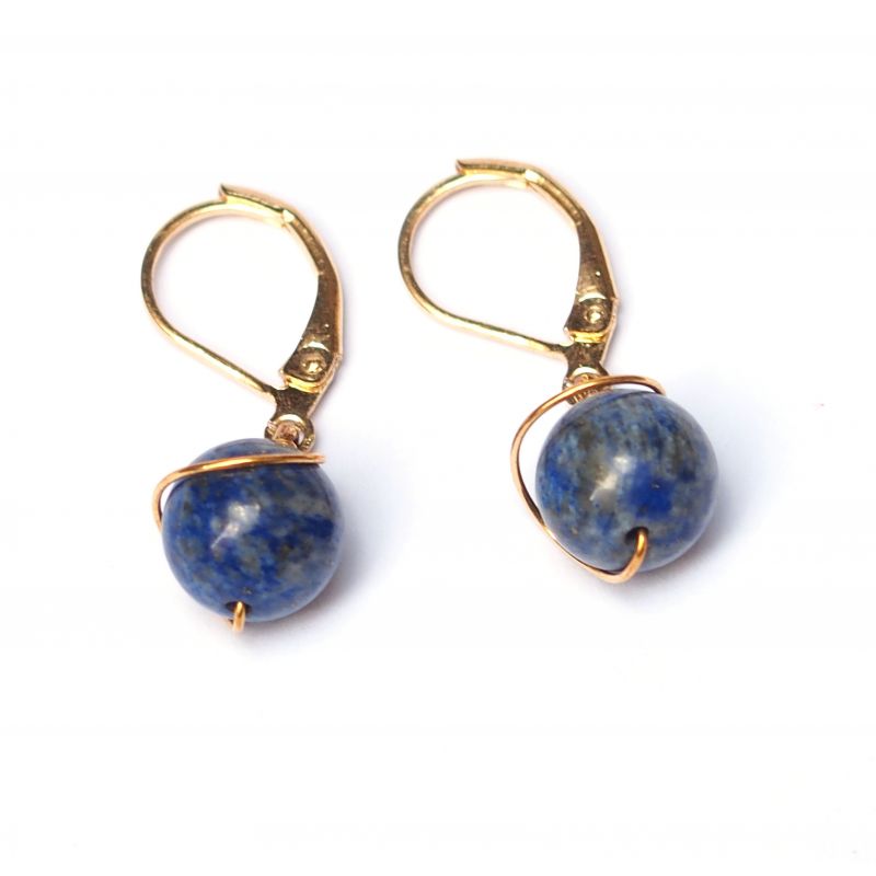 Boucles d'oreilles plaqué or Lapis-lazuli