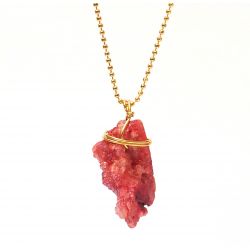 Collier plaqué or Agate rouge