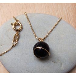 Collier plaqué or Onyx