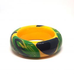 Bracelet bois et résine jaune vert