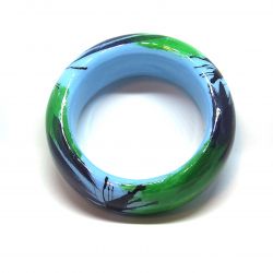 Bracelet bois et résine vert bleu