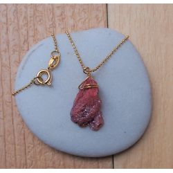 Collier plaqué or Agate rouge